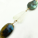Load image into Gallery viewer, Labradorite & White Rainbow Organic Moonstone Gold Plated Wire Chain. LMS3