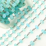 Load image into Gallery viewer, Blue Chalcedony Oxidized 925 Sterling Silver Wire Chain. BCL4