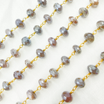 Load image into Gallery viewer, Coated Taupe Moonstone Gold Plated Wire Chain