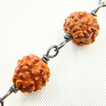 Load image into Gallery viewer, Wood - Rudraksha Round Shape Oxidized Wire Chain. WO4