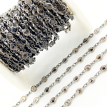 Load image into Gallery viewer, Smoky Quartz Round Shape Bezel Oxidized Wire Chain. SMQ2
