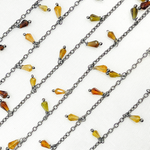 Load image into Gallery viewer, Multi Tourmaline Drop Dangle Oxidized Wire Chain. MTO6