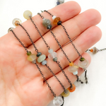 Load image into Gallery viewer, Multi Gemstone Oxidized Connected Wire Chain. MGS4