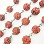 Load image into Gallery viewer, Wood Round Shape Oxidized Wire Chain.