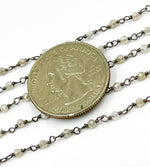 Load image into Gallery viewer, Coated Moonstone Oxidized 925 Sterling Silver Wire Chain. CMS48