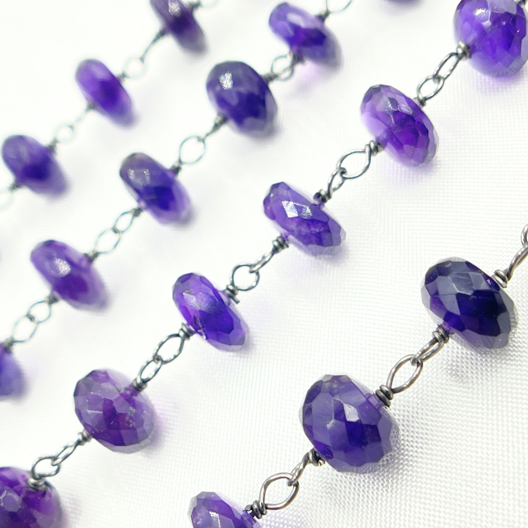 Amethyst Oxidized 925 Sterling Silver Wire Chain. AME12