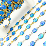 Load image into Gallery viewer, Created Blue Opal Oval Shape Connected Chain. CBO10
