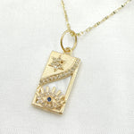 Load image into Gallery viewer, 14k Solid Gold, Mother of Pearl, Diamond and Blue Sapphire Rectangle Eye Charm. GDP666
