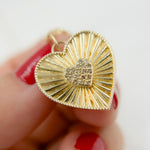 Load image into Gallery viewer, 14k Solid Gold Diamond Heart Charm. GDP490