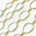 Load image into Gallery viewer, Crystal Organic Shape Bezel Gold Plated Wire Chain. CR9