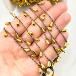 Load image into Gallery viewer, Golden Pyrite Drop Dangle Oxidized Wire Chain. PYR27