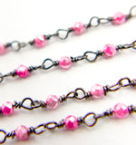 Load image into Gallery viewer, Coated Red Quartz Wire Wrap Chain. CQU19
