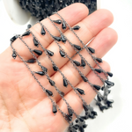 Load image into Gallery viewer, Black Spinel Drop Dangle Oxidized Wire Chain. BSP18