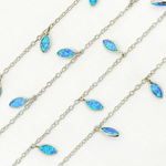 Load image into Gallery viewer, Created Blue Opal Marquise Shape Dangle Chain. CBO3