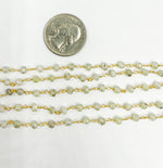 Load image into Gallery viewer, Gold Plated 925 Sterling Silver made with Coated Prehnite Wire Wrap Chain. CPR3