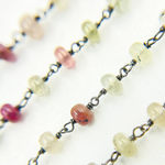 Load image into Gallery viewer, Multi Sapphire Pink Smooth Oxidized Wire Chain. MSA12