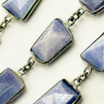 Load image into Gallery viewer, Coated Blue Quartz Rectangle Shape Bezel Oxidized Wire Chain. CQU47