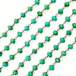 Load image into Gallery viewer, Green Turquoise Rondel Shape Oxidized Wire Chain. TRQ50