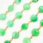 Load image into Gallery viewer, Chrysoprase Coin Shape Gold Plated 925 Sterling Silver Wire Chain.