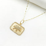 Load image into Gallery viewer, 14k Solid Gold Diamonds Elephant Rectangle Charm. GDP517