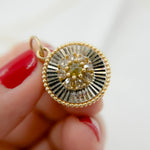 Load image into Gallery viewer, KSG49. 14k Solid Gold and Sterling Silver Black Rhodium Diamonds Circle Charm