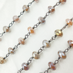 Load image into Gallery viewer, Coated Rondel Moonstone Oxidized Wire Chain. CMS72