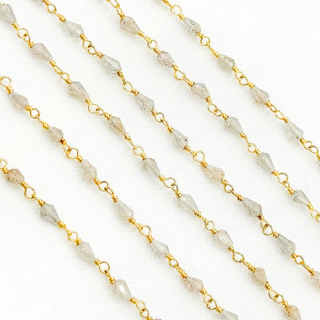 Labradorite Gold Plated Wire Chain. LAB44