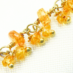 Load image into Gallery viewer, Orange Garnet Cluster Dangle Gold Plated Wire Chain. GAR9
