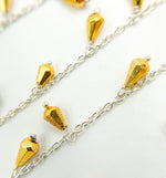 Load image into Gallery viewer, Golden Pyrite Drop Dangle 925 Sterling Silver Wire Chain. PYR28