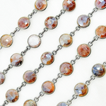 Load image into Gallery viewer, Coated Chocolate Moonstone Round Shape Bezel Oxidized Wire Chain. CMS13