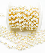 Load image into Gallery viewer, Round White Freshwater Pearl Wire Wrap Chain. PRL6