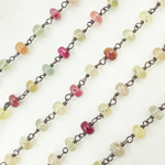 Load image into Gallery viewer, Multi Sapphire Pink Smooth Oxidized Wire Chain. MSA12