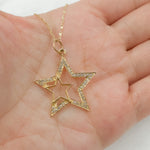 Load image into Gallery viewer, 14K Solid Gold Diamonds Double Star Charm. GDP79