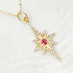 Load image into Gallery viewer, GDP186. 14k Solid Gold Diamond and Ruby Star Charm