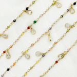 Load image into Gallery viewer, MCZ3. Multi Color Cubic Zirconia & CZ Dangle Gold Plated Wire Chain