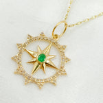 Load image into Gallery viewer, 14k Solid Gold Diamond and Emerald Star Charm. GDP636