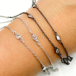 Load image into Gallery viewer, Silver Pear Shape Cubic Zirconia Connector With Chain. CZ15