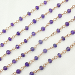 Load image into Gallery viewer, Amethyst Rose Gold Plated 925 Sterling Silver Wire Chain. AME10
