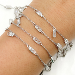 Load image into Gallery viewer, Cubic Zirconia Rectangle Shape Dangle & Connected Wire Chain. CZ35