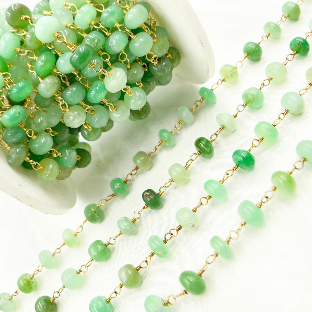 Chrysoprase Smooth Gold Plated Wire Chain. CHR20