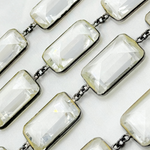 Load image into Gallery viewer, Crystal Large Rectangle Shape Bezel Oxidized Wire Chain. CR5