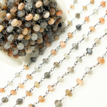 Load image into Gallery viewer, Multi Moonstone Oxidized Wire Chain