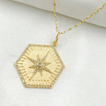 Load image into Gallery viewer, 14k Solid Gold Diamond Hexagon Charm. GDP500