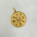 Load image into Gallery viewer, 14k Solid Gold Diamond Medallion Compass Charm. GDP411