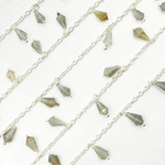 Load image into Gallery viewer, Labradorite Drop Dangle 925 Sterling Silver Wire Chain