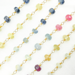 Load image into Gallery viewer, Multi Sapphire Ombre Gold Plated Wire Chain. MSA30
