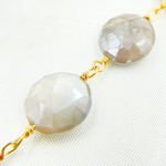 Load image into Gallery viewer, Coated Taupe Moonstone Gold Plated Wire Chain. CMS84