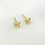 Load image into Gallery viewer, ER412615Y. 14k Solid Gold Diamond Butterfly Stud Earrings