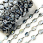 Load image into Gallery viewer, Coated Labradorite Hexagon Shape Bezel Oxidized Wire Chain. CLB68