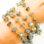 Load image into Gallery viewer, Labradorite Smooth Gold Plated Wire Chain. LAB84